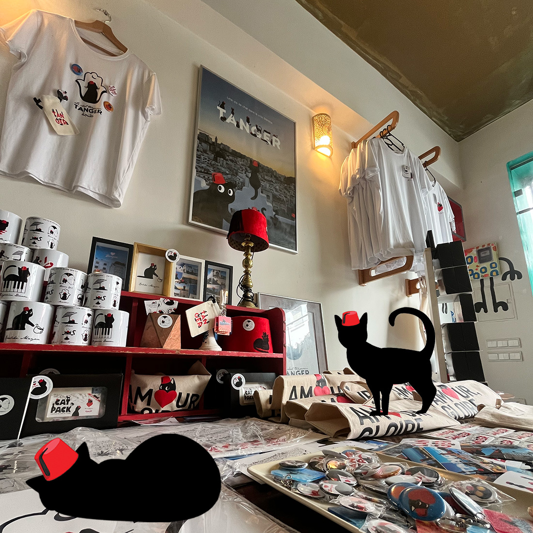 Stickers souvenirs de Tanger, chat de Tanger Minou